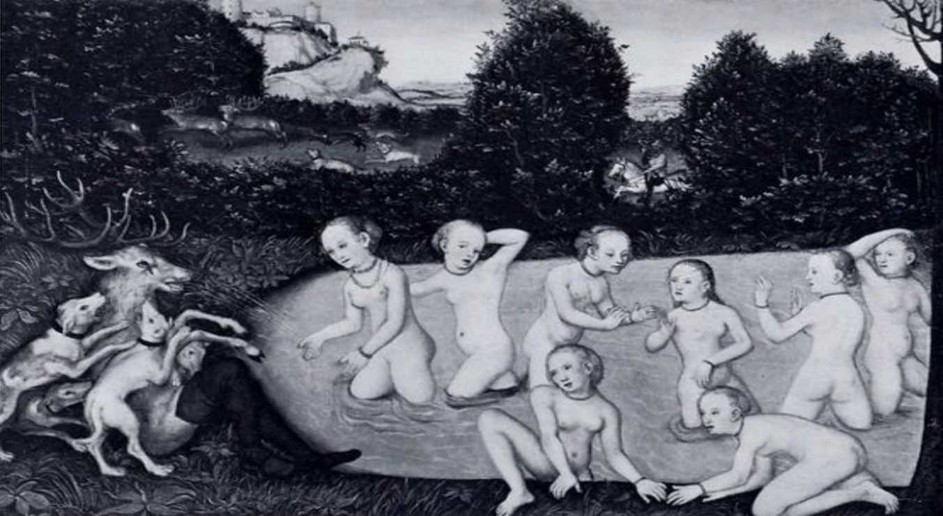 Cranach, Actéon et Diane, vers 1520, The Wadsworth Atheneum, Hartford. © http://www.iconos.it/le-metamorfosi-di-ovidio/libro-iii/diana-e-atteone/immagini/26-diana-e-atteone/